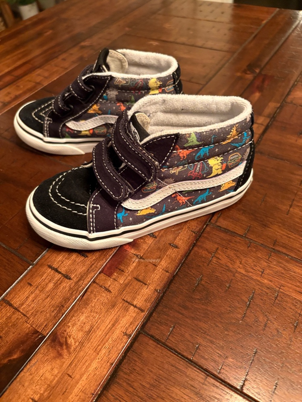 Vans Kids High-Top Sneakers Black/Multicolor Dino Print  Sz 10 Sk8r, Urban Vibes
